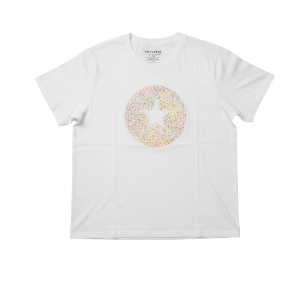 Converse Floral Logo‎ Graphic Tee White Pink Yellow Knit Short Sleeve XXL